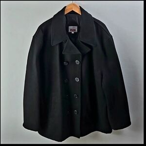Classic By Ten West Men's Black Wool Blend Double-Breasted Peacoat Sz XXL